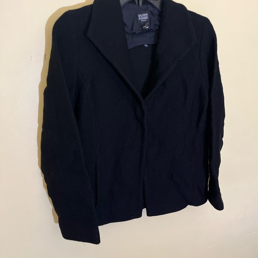 Eileen Fisher Black Textured Knit Blazer